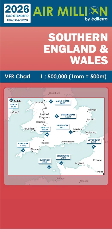 La Boutique du Pilote Carte Air Million Sud Angleterre 2026 1/500 000