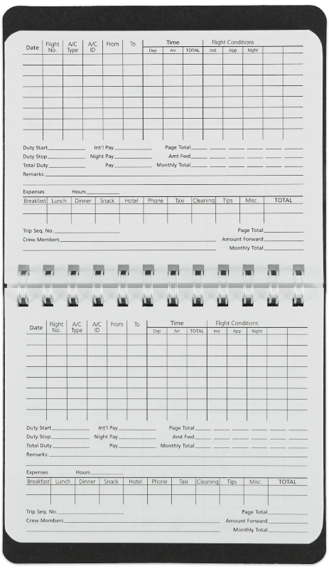 ASA Flight crew log carnet de vol poche 8,6x10,8 cm
