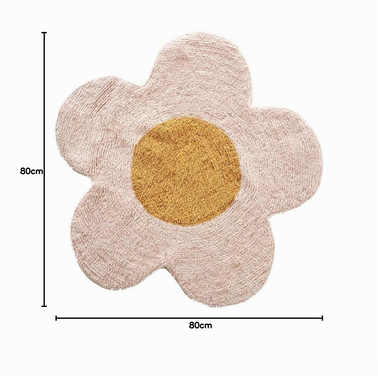 LEVASSEUR Kids tapis enfant fleur coton marguerite rose 80x80cm