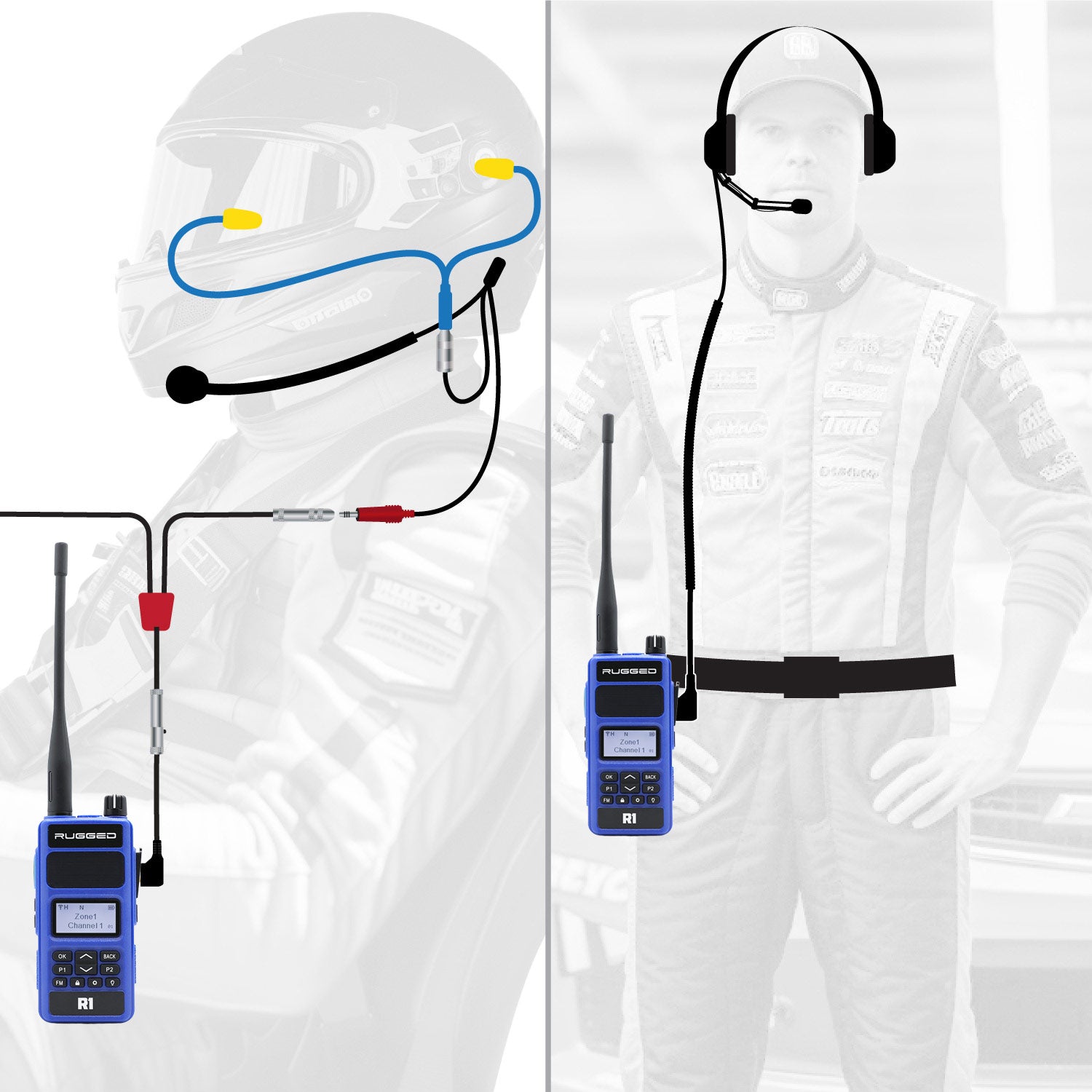 Rugged Air Intercoms NASCAR R1 kit intercom filaire pilote