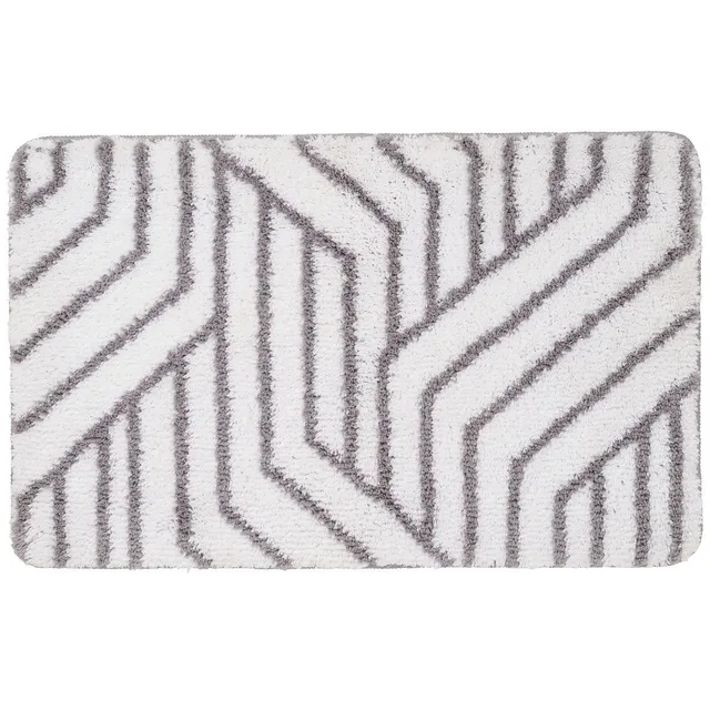 LEVASSEUR tapis de bain polyester 50x80cm blanc tufté