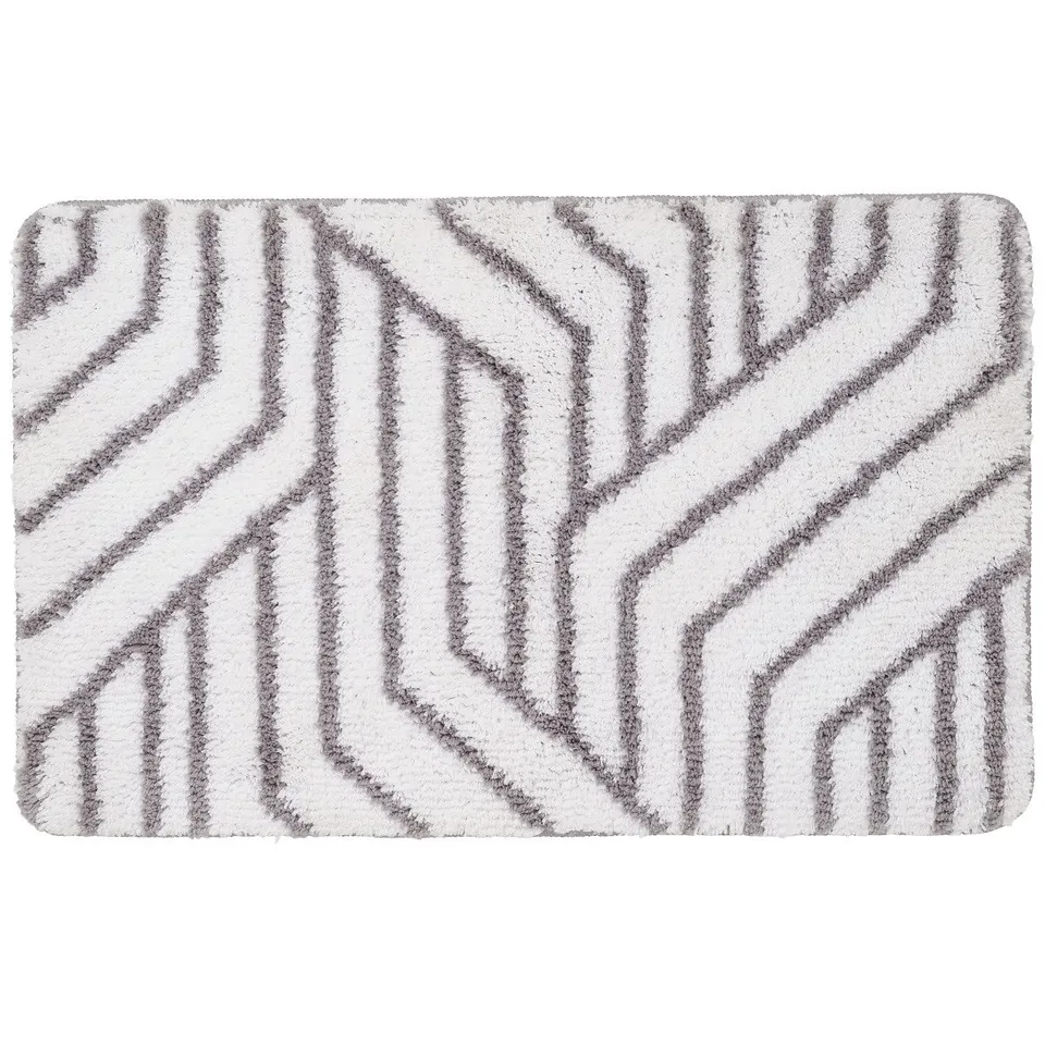 LEVASSEUR tapis de bain polyester 50x80cm blanc tufté