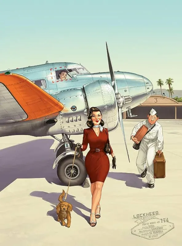 La Boutique du Pilote Lockheed Electra 50x70 affiche aviation Hugault