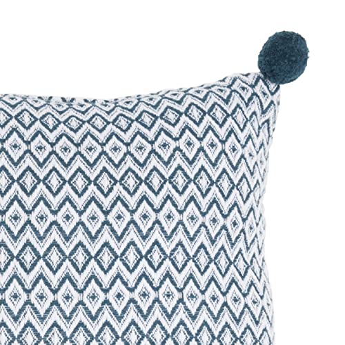 LEVASSEUR Salon & Chambre Holi Coussin pompons 40x40cm bleu