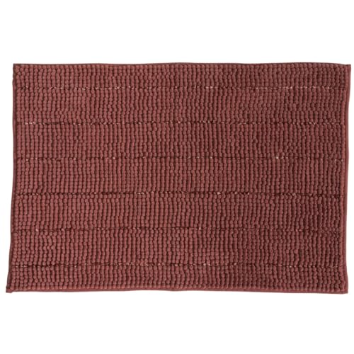 LEVASSEUR Stripy tapis de bain chenille rose uni 50x70cm