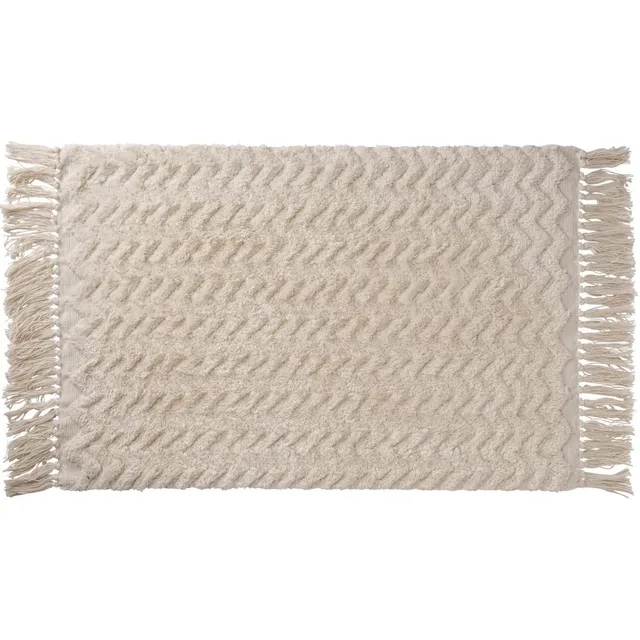 LEVASSEUR Salle de bain tapis de bain coton franges 50x80cm