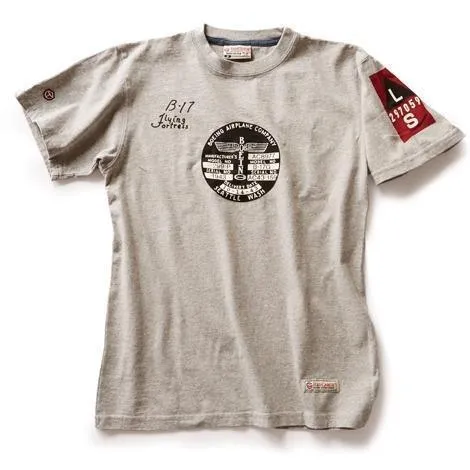 LA BOUTIQUE DU PILOTE B17 Tee Shirt Gris 100% Coton