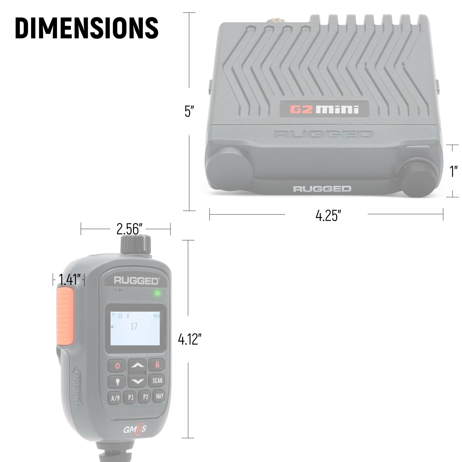 Rugged Air G2 Mini radio mobile GMRS 30W micro LED compacte