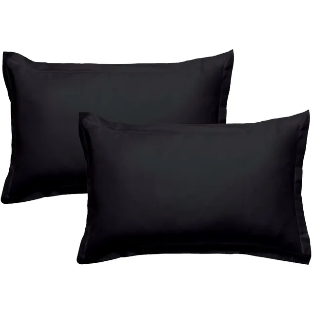 LEVASSEUR Linge de lit taie d’oreiller 50x70 noir lot 2 coton