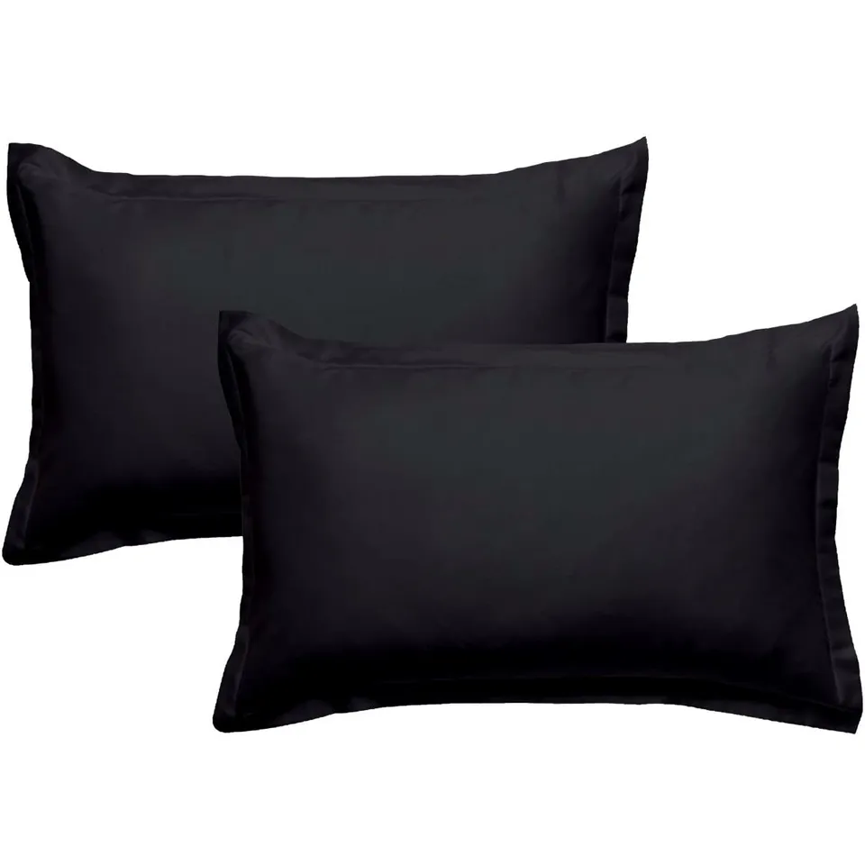 LEVASSEUR Linge de lit taie d’oreiller 50x70 noir lot 2 coton
