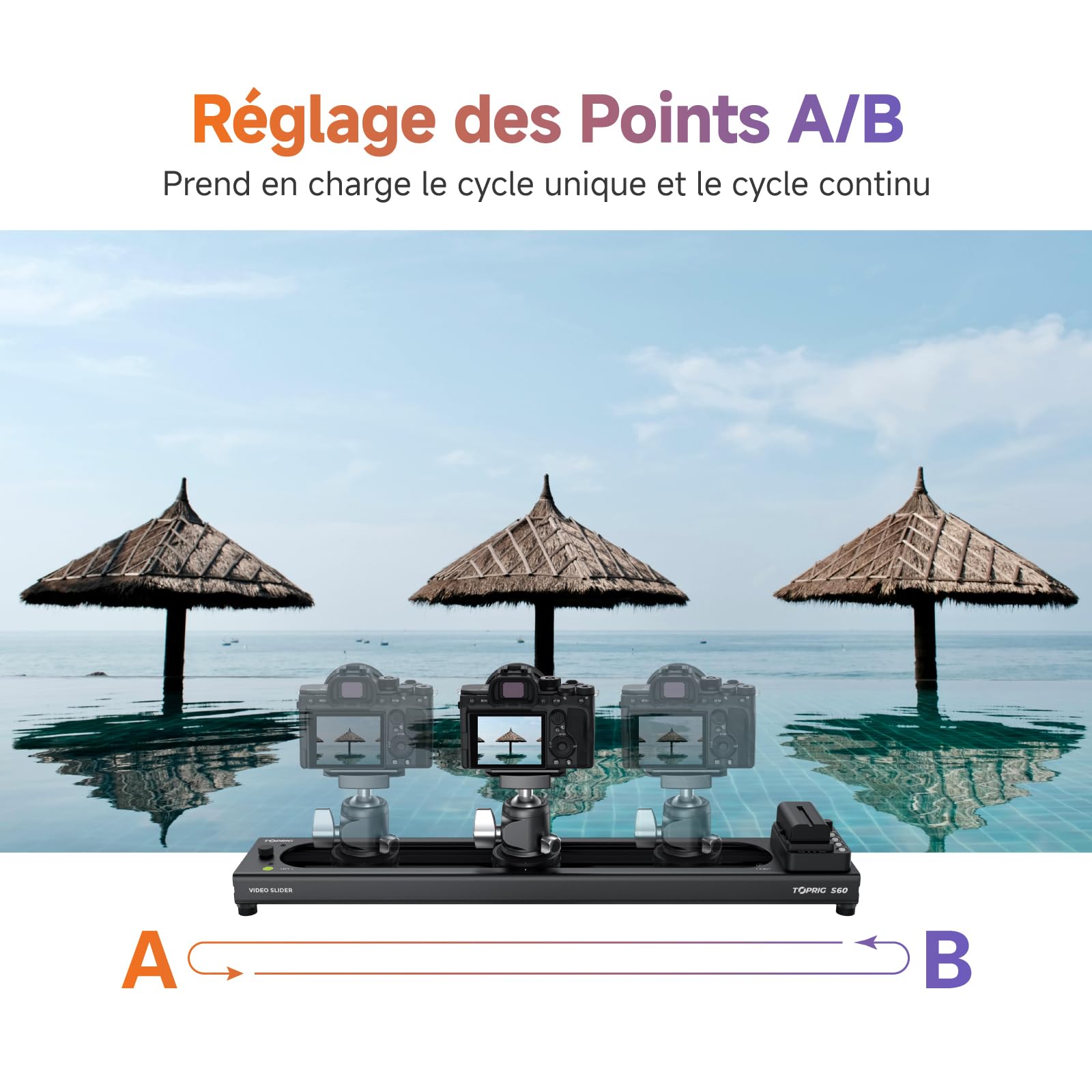 Toprig S60 Slider Motorisé 60cm Rail Vidéo Bluetooth 4kg