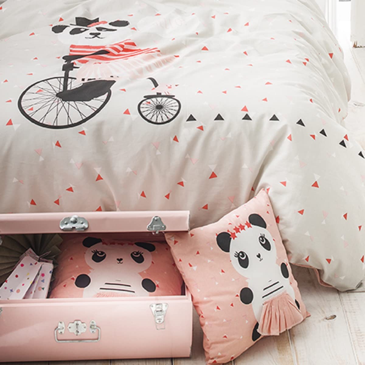 LEVASSEUR Pandi coussin enfant coton panda rose 40x40cm