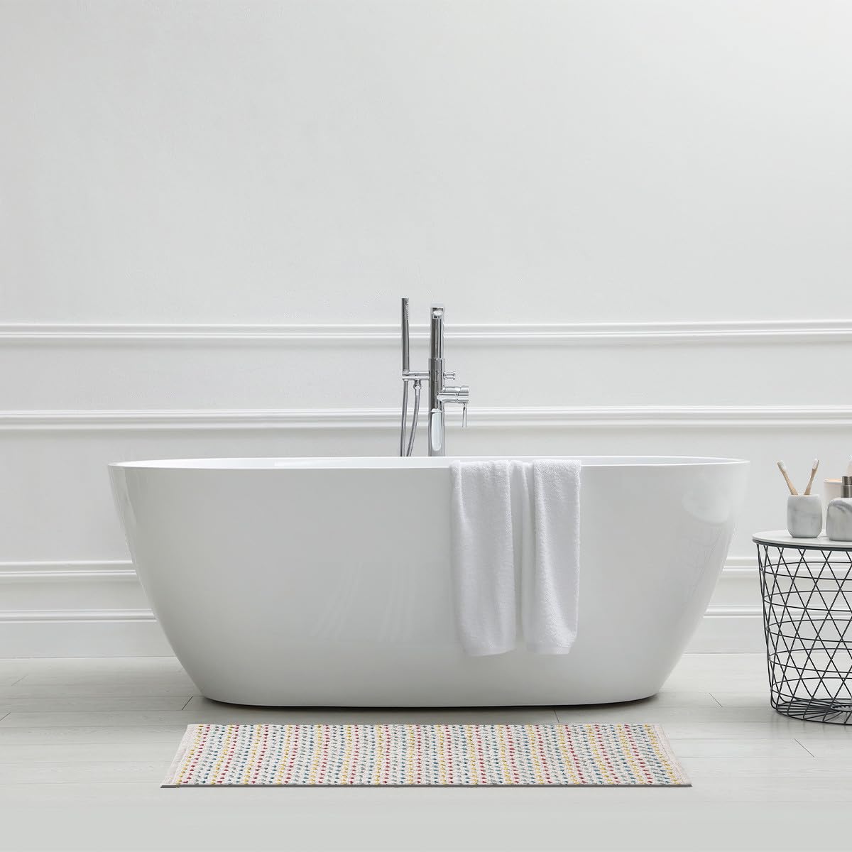 LEVASSEUR Tapis de Bain Coton Chenille Écru 60x120cm Doux