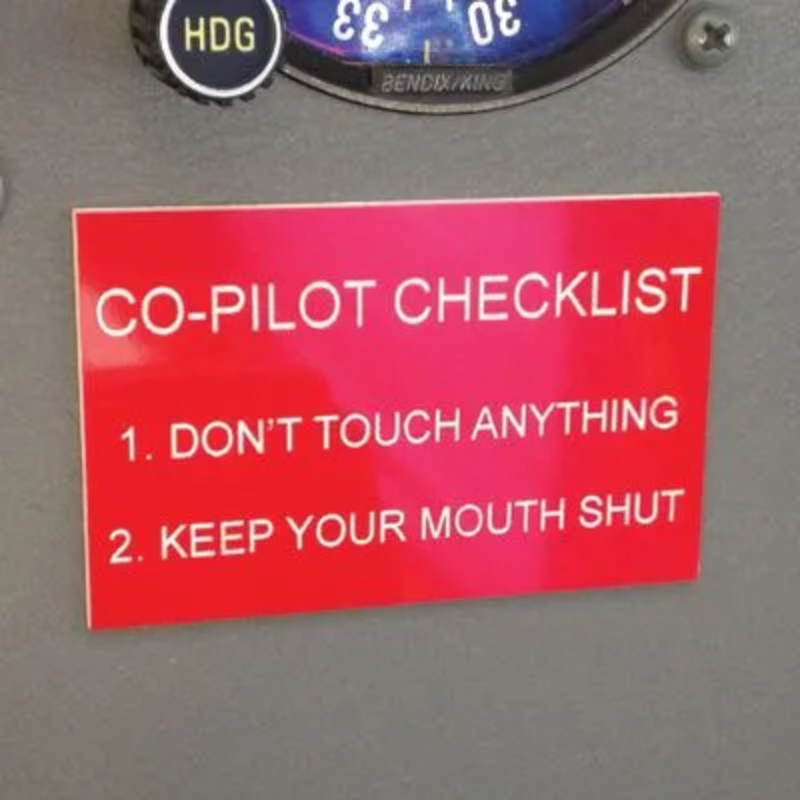 Co-pilot Plaque autocollante checklist PVC 7,5 cm