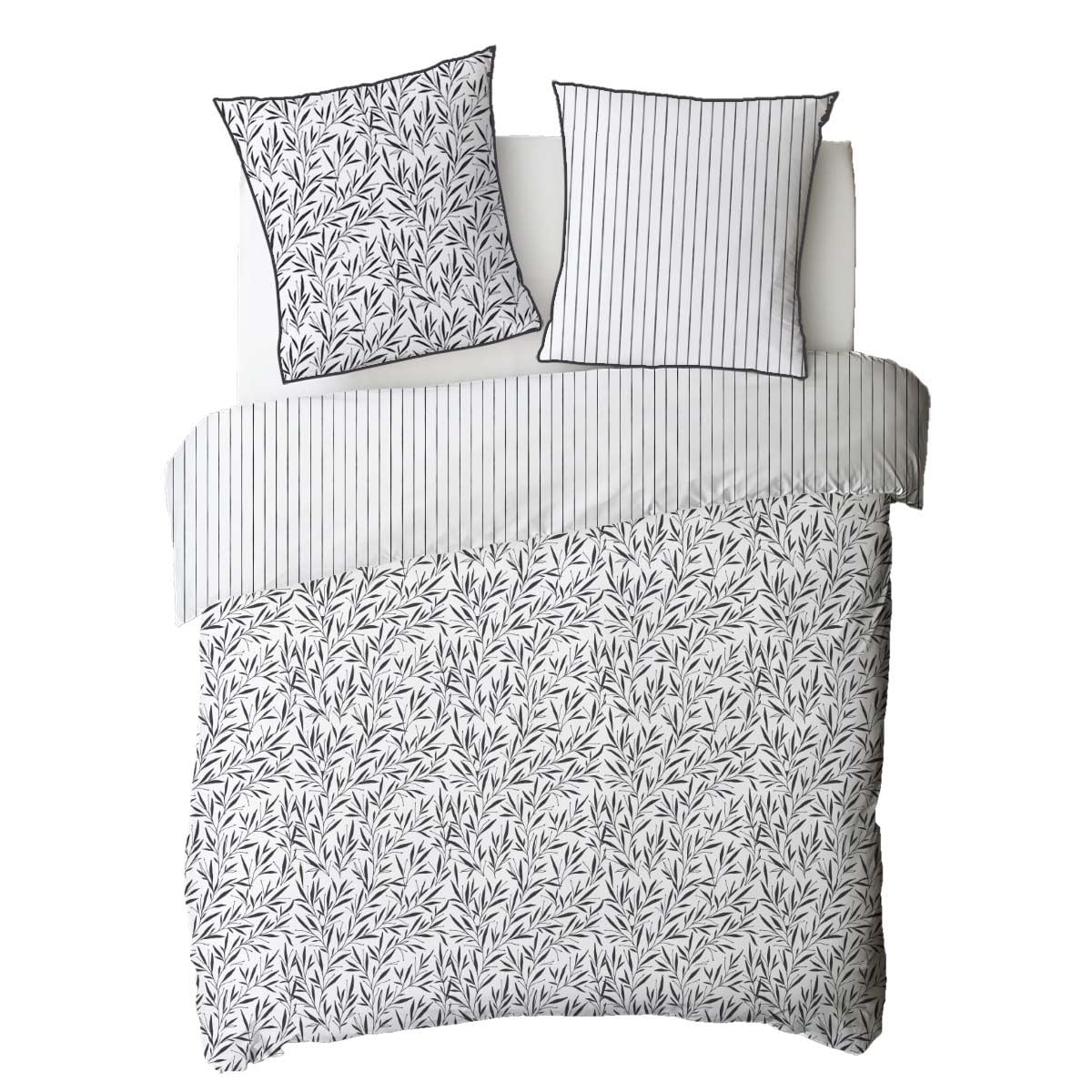Levasseur Nina Parure lit coton blanc 240x220cm feuillage