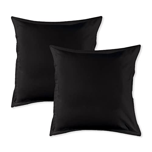 LEVASSEUR Linge de lit Lot 2 taies oreiller coton noir 64x64cm