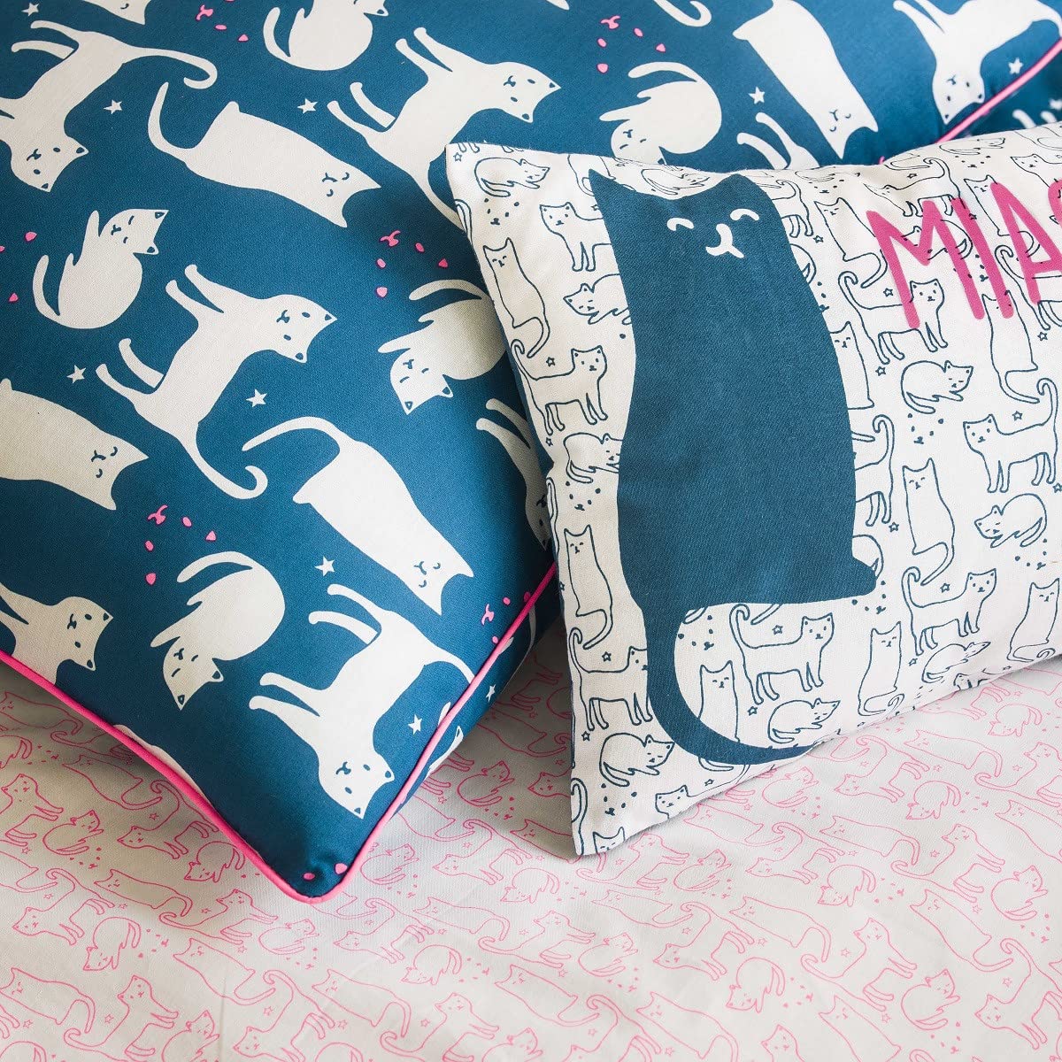 LEVASSEUR Kids Miaou Coussin enfant chat coton 30x50cm