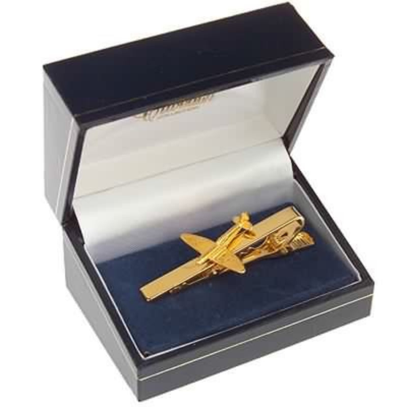 Pince à cravate Spitfire doré or fin 24 carats 5 cm