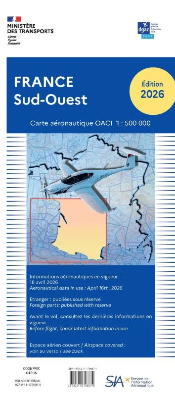 OACI Sud-Ouest 2026 Carte VFR 1/500 000