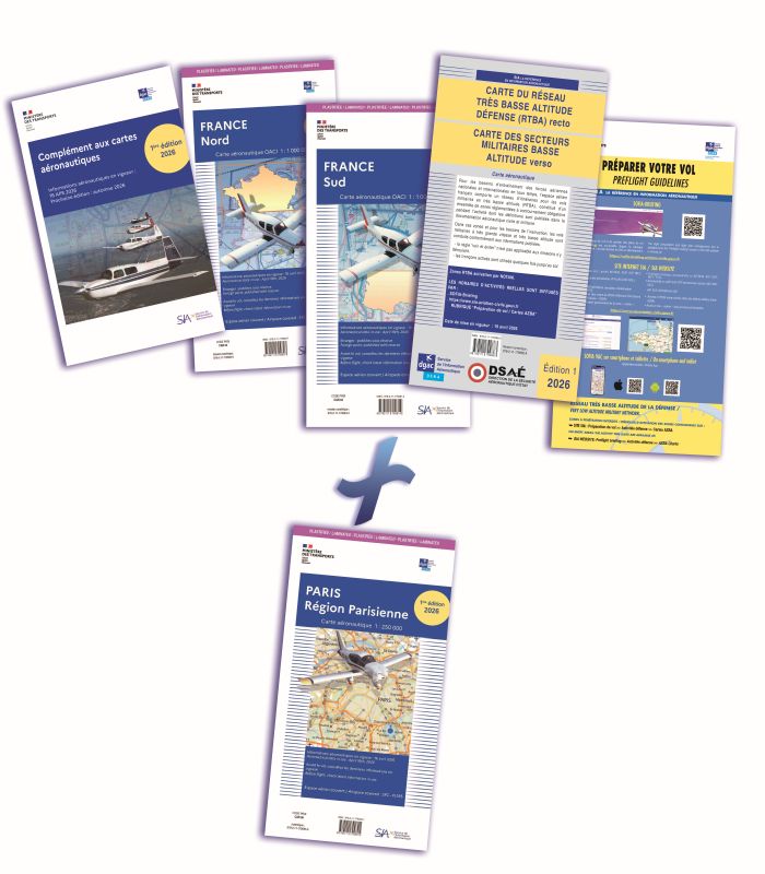 SIA Documents VFR 2026 cartes plastifiées + Parisienne 1/250000