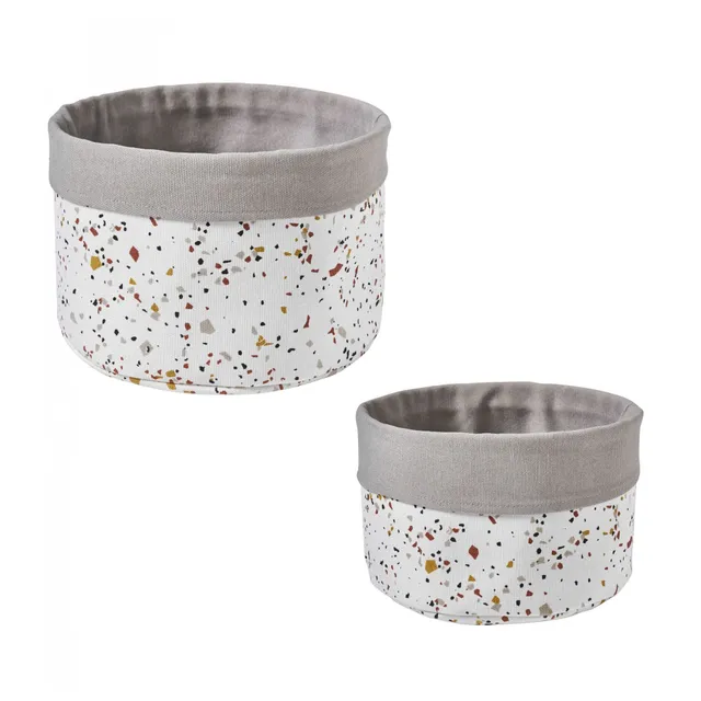 LEVASSEUR Terrazzo panier rangement blanc lot de 2 absorbant