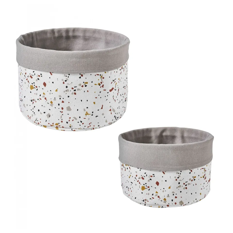 LEVASSEUR Terrazzo panier rangement blanc lot de 2 absorbant