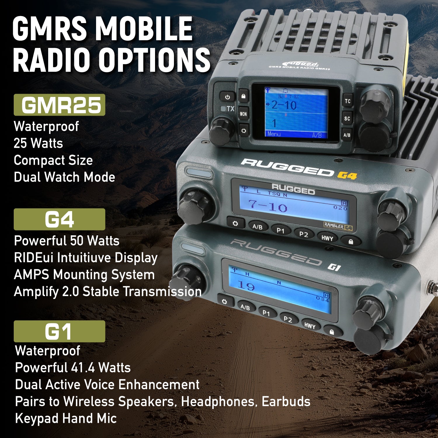 Rugged Air GMR25 kit radio GMRS mobile Jeep JL JT
